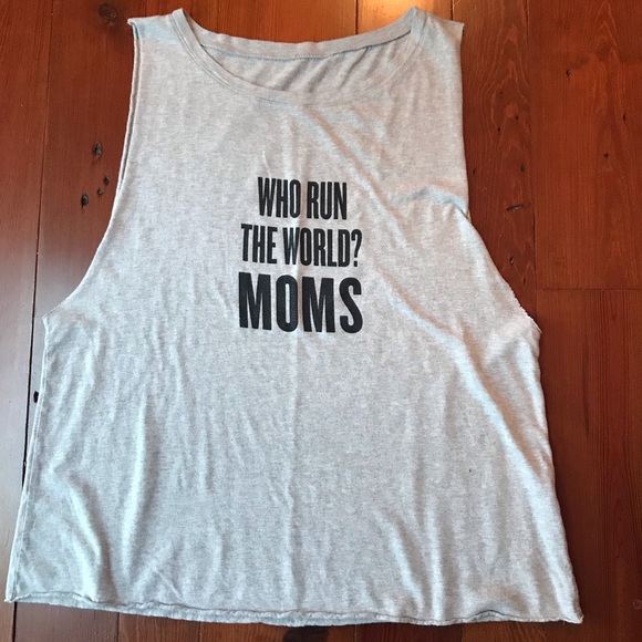 Pure Barre Tops - Emi Jay “Who Run The World? Moms.” Muscle Tee